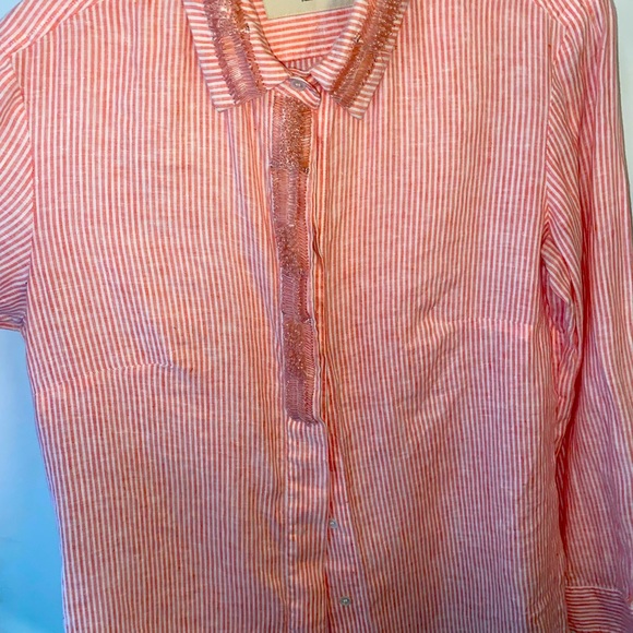 Max Mara striped button down blouse. With sequin detail - Picture 4 of 4